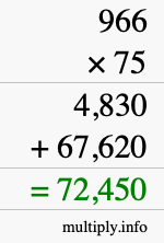 How to calculate 966 times 75 using long multiplication