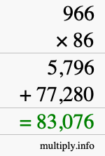 How to calculate 966 times 86 using long multiplication