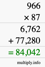 How to calculate 966 times 87 using long multiplication
