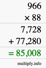 How to calculate 966 times 88 using long multiplication