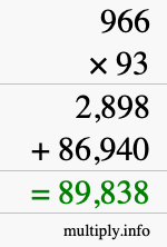 How to calculate 966 times 93 using long multiplication