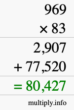 How to calculate 969 times 83 using long multiplication