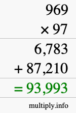 How to calculate 969 times 97 using long multiplication