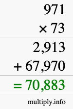 How to calculate 971 times 73 using long multiplication