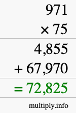 How to calculate 971 times 75 using long multiplication