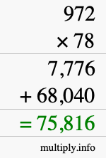How to calculate 972 times 78 using long multiplication