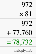 How to calculate 972 times 81 using long multiplication