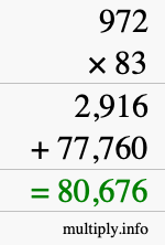 How to calculate 972 times 83 using long multiplication