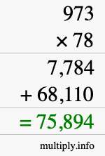 How to calculate 973 times 78 using long multiplication
