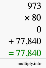 How to calculate 973 times 80 using long multiplication
