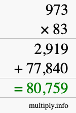 How to calculate 973 times 83 using long multiplication