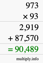 How to calculate 973 times 93 using long multiplication