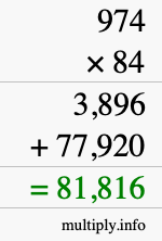 How to calculate 974 times 84 using long multiplication