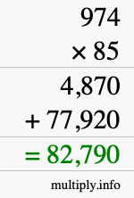 How to calculate 974 times 85 using long multiplication How to calculate 974 times 85 using long multiplication