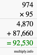 How to calculate 974 times 95 using long multiplication How to calculate 974 times 95 using long multiplication