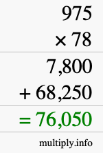 How to calculate 975 times 78 using long multiplication