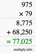 How to calculate 975 times 79 using long multiplication