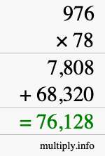 How to calculate 976 times 78 using long multiplication