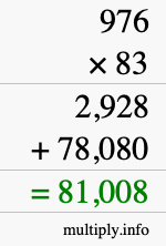 How to calculate 976 times 83 using long multiplication