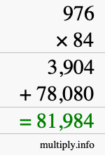 How to calculate 976 times 84 using long multiplication