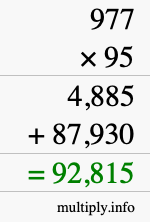 How to calculate 977 times 95 using long multiplication How to calculate 977 times 95 using long multiplication