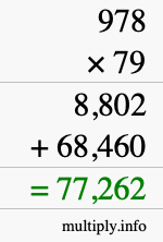 How to calculate 978 times 79 using long multiplication