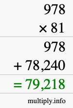 How to calculate 978 times 81 using long multiplication
