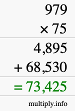 How to calculate 979 times 75 using long multiplication