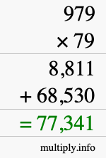 How to calculate 979 times 79 using long multiplication