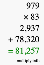 How to calculate 979 times 83 using long multiplication