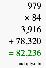 How to calculate 979 times 84 using long multiplication