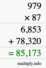 How to calculate 979 times 87 using long multiplication