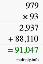 How to calculate 979 times 93 using long multiplication