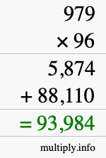 How to calculate 979 times 96 using long multiplication