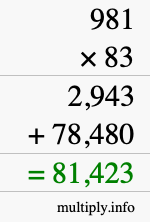 How to calculate 981 times 83 using long multiplication