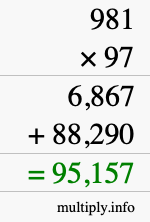 How to calculate 981 times 97 using long multiplication