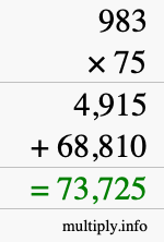 How to calculate 983 times 75 using long multiplication