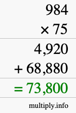 How to calculate 984 times 75 using long multiplication