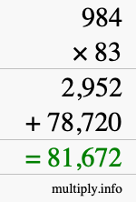 How to calculate 984 times 83 using long multiplication