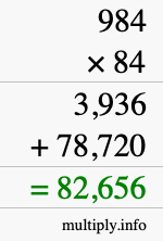 How to calculate 984 times 84 using long multiplication