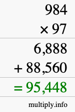 How to calculate 984 times 97 using long multiplication