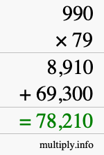 How to calculate 990 times 79 using long multiplication
