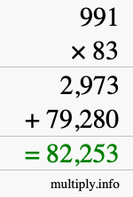 How to calculate 991 times 83 using long multiplication