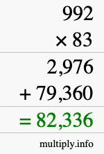How to calculate 992 times 83 using long multiplication