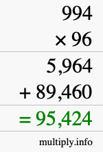 How to calculate 994 times 96 using long multiplication