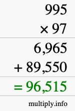 How to calculate 995 times 97 using long multiplication