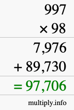 How to calculate 997 times 98 using long multiplication How to calculate 997 times 98 using long multiplication