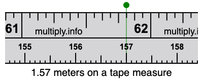 1.57 inches on store a tape measure