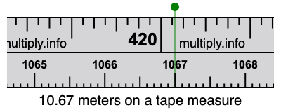 10.67 meters on a tape measure