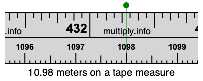 10.98 meters on a tape measure